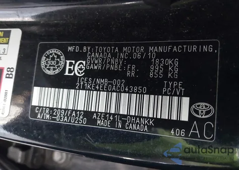 2010 Toyota Matrix Xr z USA, uszkodzony, nr VIN 2T1KE4EE0AC043850